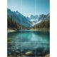Tile mural of crystal-clear mountain lake with pine trees and snowy peaks – decorative ceramic tile